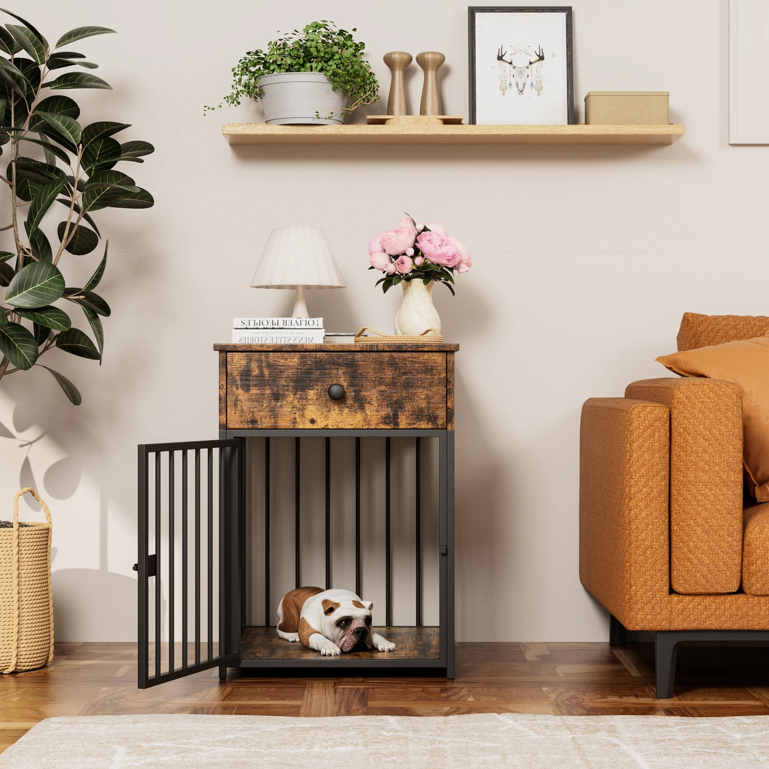 Dog Crate Furniture, Dog House, Decorative Dog Kennel with Drawer, Indoor Pet Crate End Table for Small Dog, Iron-Tube Dog Cage,
Dog Crate Furniture, Dog House, Decorative Dog Kennel with Drawer, Indoor Pet Crate End Table for Small Dog, Iron-Tube Dog Cage,