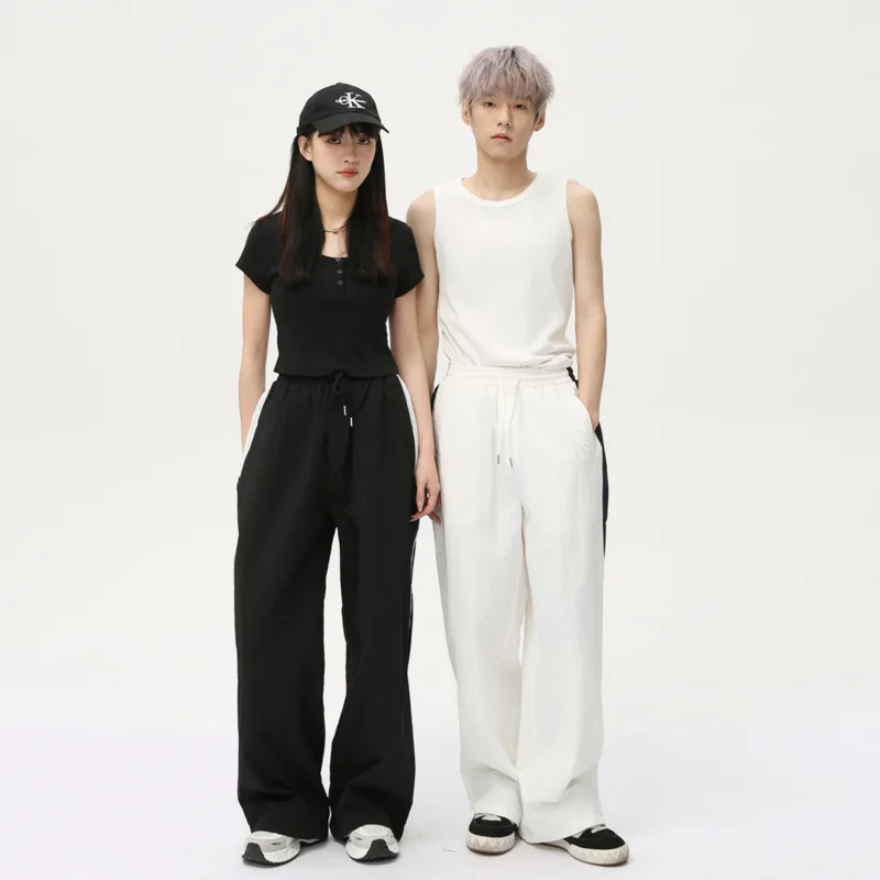 Splicing Design Men's Casual Pants Elastic Waist Contrast Color Loose Drawstring Straight Leg Male Drape Trousers 2025
Splicing Design Men's Casual Pants Elastic Waist Contrast Color Loose Drawstring Straight Leg Male Drape Trousers 2025