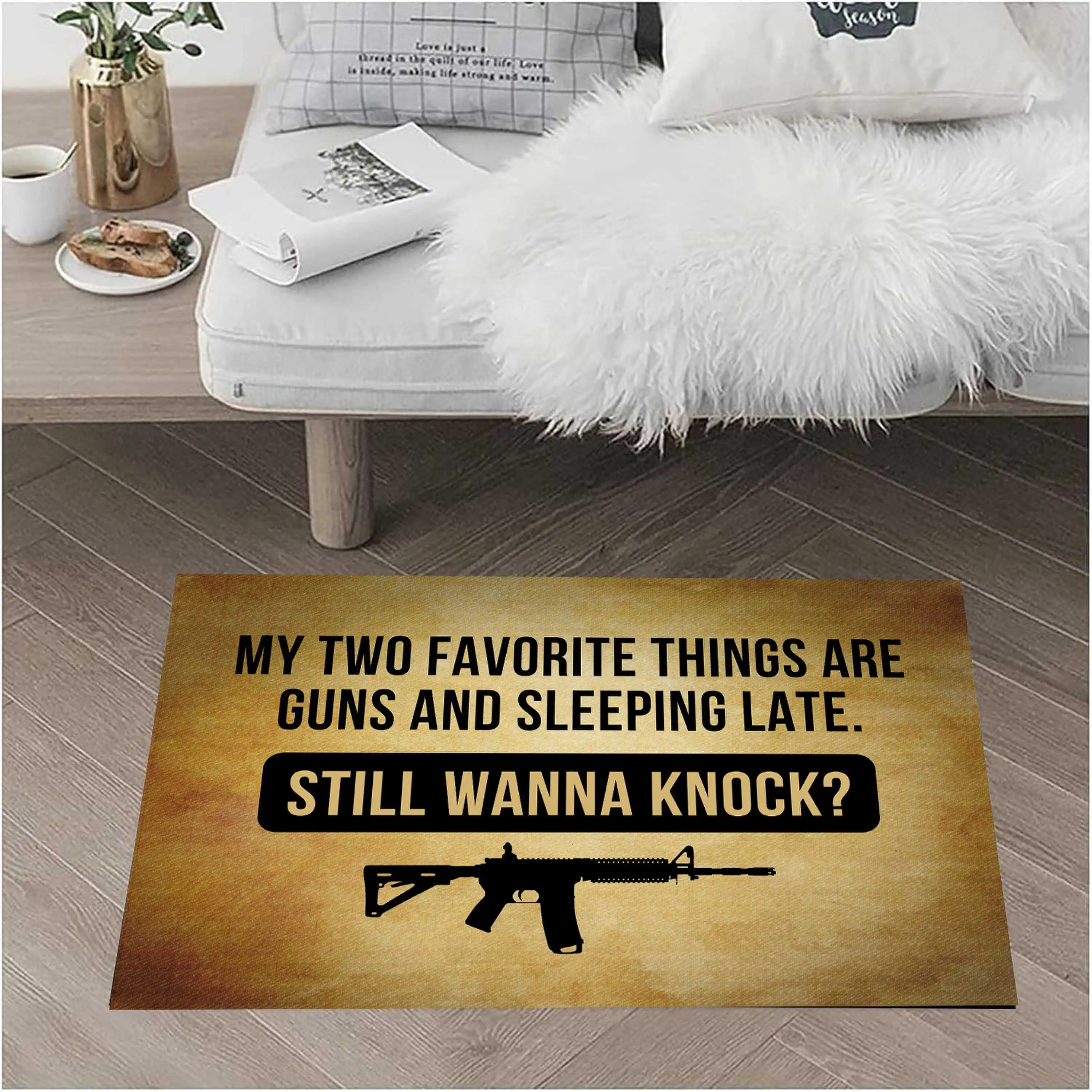 Entrance Floor Mat Funny Doormat My Two Favorite Things are Guns and Sleeping Late. Still Wanna Knock Door Mat Outdoor Indoor
Entrance Floor Mat Funny Doormat My Two Favorite Things are Guns and Sleeping Late. Still Wanna Knock Door Mat Outdoor Indoor
