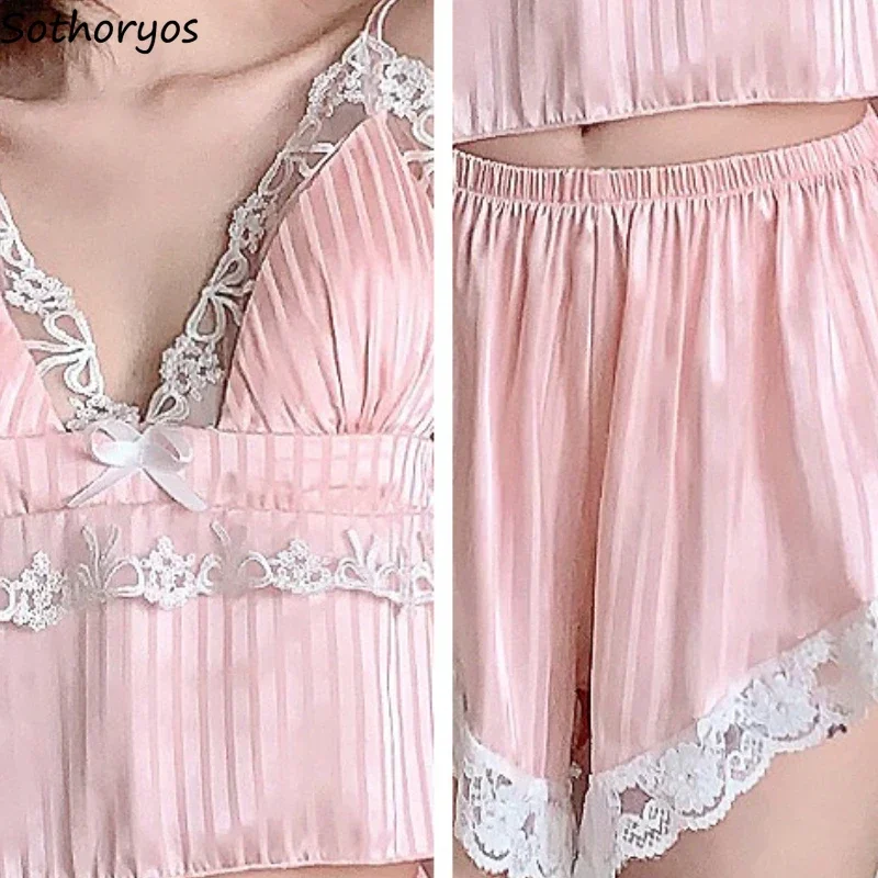Summer Pajama Sets Women Ulzzang Home Sweet Lace Patchwork Tender Breathable Sleepwear Hotsweet All-match Soft Lounge Students
Summer Pajama Sets Women Ulzzang Home Sweet Lace Patchwork Tender Breathable Sleepwear Hotsweet All-match Soft Lounge Students