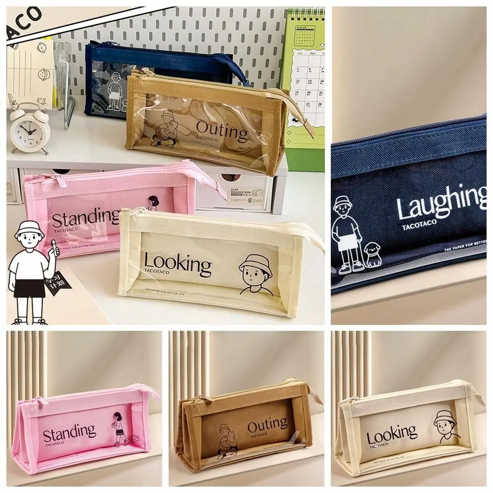 Multi Layer Canvas Transparent Pencil Case Minimalist Style Japanese Cartoon Pencil Pouch Zipper Large Capacity Pen Bag
Multi Layer Canvas Transparent Pencil Case Minimalist Style Japanese Cartoon Pencil Pouch Zipper Large Capacity Pen Bag
