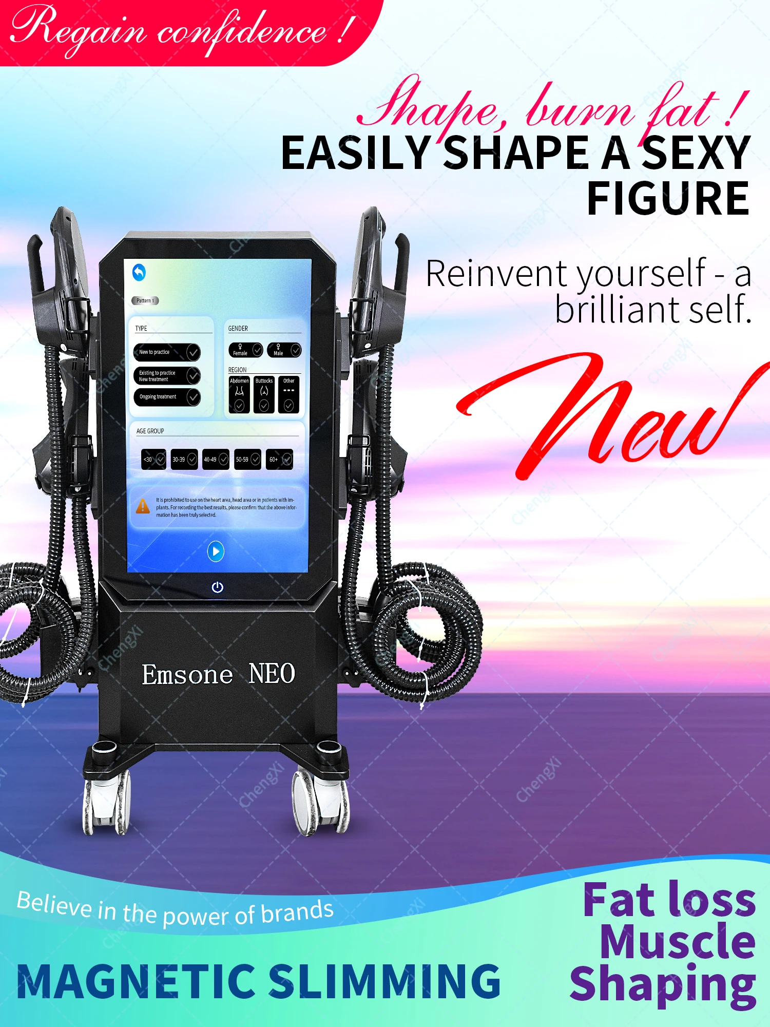 EMSone NEO 4 Handle Ems RF Slimming Electromagnetic RF Ems Fat Burner Body Shaping Machine for Home and Salon Use
EMSone NEO 4 Handle Ems RF Slimming Electromagnetic RF Ems Fat Burner Body Shaping Machine for Home and Salon Use