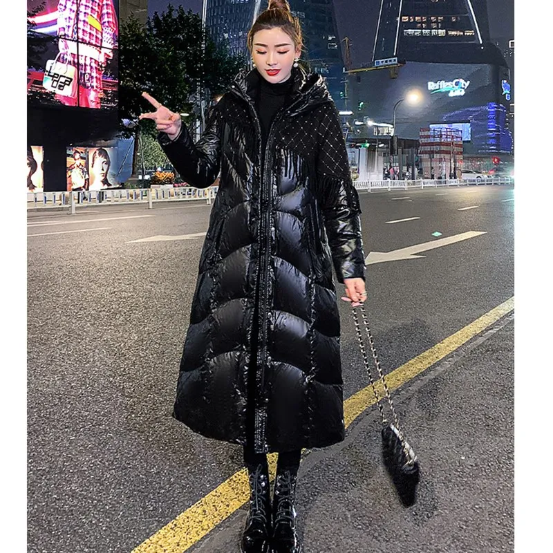 Women's 2023 Winter Black Glossy Tassel Long Down Jacket Fashion Warm White duck down Coats Female Thick Hooded Parka Overcoat
Women's 2023 Winter Black Glossy Tassel Long Down Jacket Fashion Warm White duck down Coats Female Thick Hooded Parka Overcoat