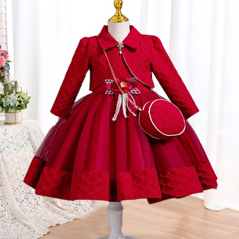 3 Piece Set Girls Puff Christmas Party Red Long Sleeve Girls Princess Dress Prom Performance Puff Girls Evening Dress
3 Piece Set Girls Puff Christmas Party Red Long Sleeve Girls Princess Dress Prom Performance Puff Girls Evening Dress