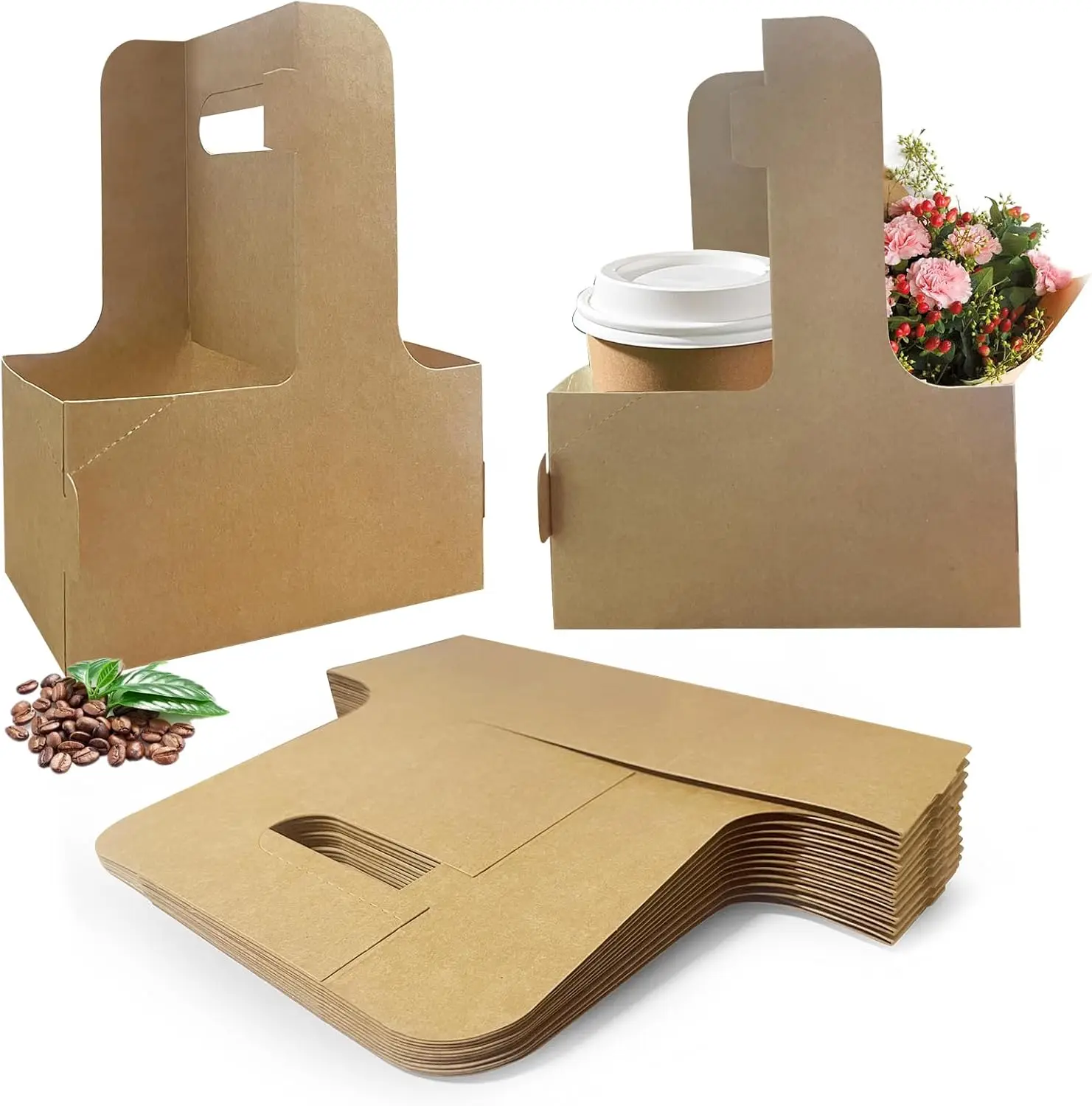 50-Pack Coffee Drink Carrier with Handle, 2 or 4 Cup, Disposable Cup Holder for Takeout & Delivery
50-Pack Coffee Drink Carrier with Handle, 2 or 4 Cup, Disposable Cup Holder for Takeout & Delivery