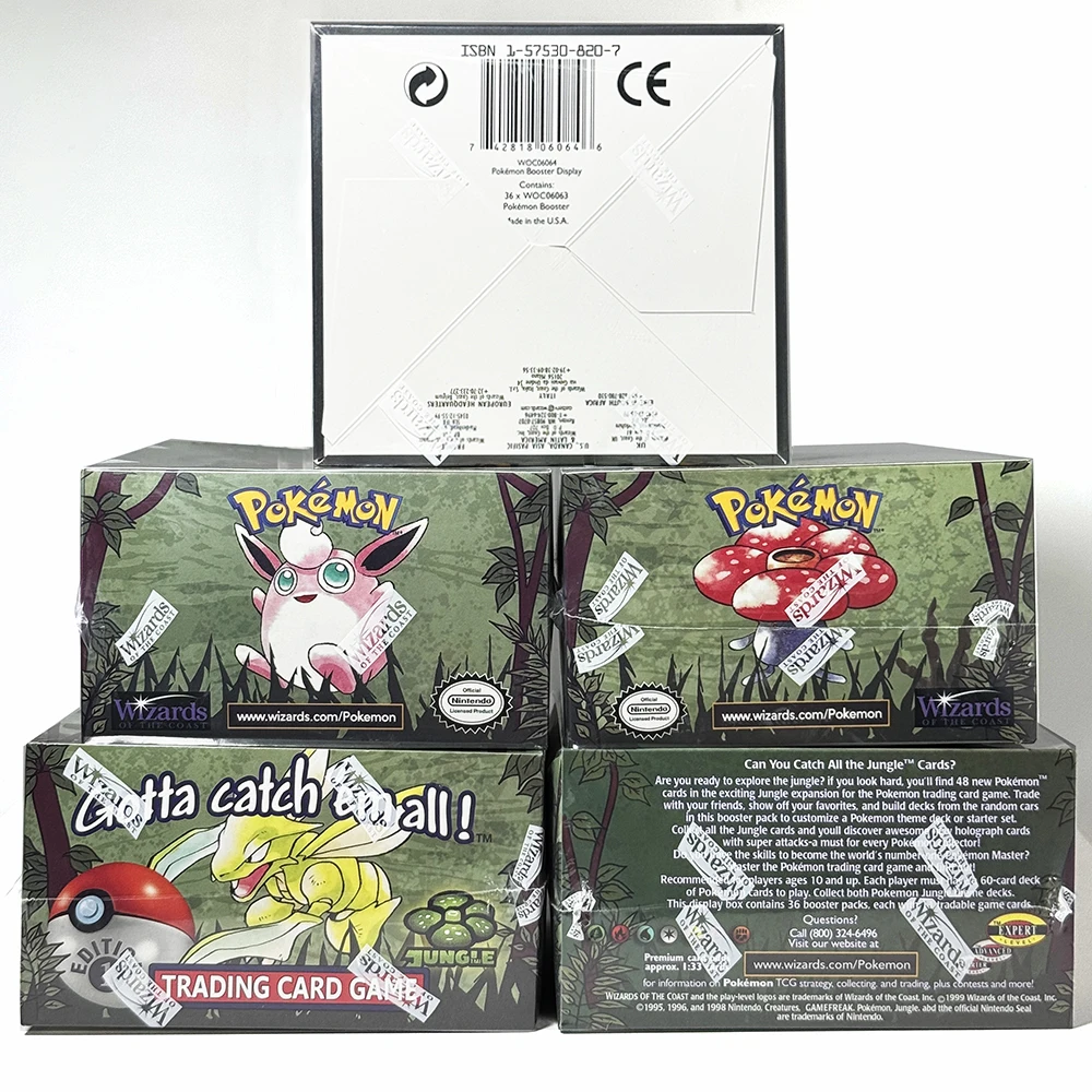 PKM Jungle Booster Box 1999 1st Edition 1Box 36 Packs Proxy Game Cards WOTC Sealed Wigglytuff Scyther Flareon Packs collections
PKM Jungle Booster Box 1999 1st Edition 1Box 36 Packs Proxy Game Cards WOTC Sealed Wigglytuff Scyther Flareon Packs collections