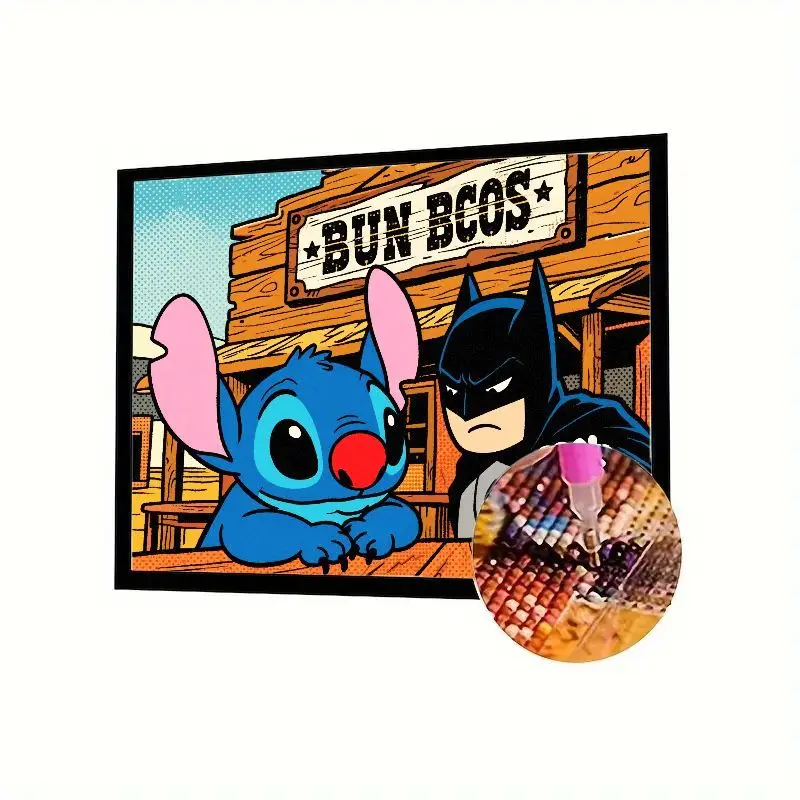 5D DIY Набор алмазной живописи - Disney Stitch & Batman Comic Western Crossover Полная круглая дрель со стразами - Уникальная вышивка Wal
5D DIY Набор алмазной живописи - Disney Stitch & Batman Comic Western Crossover Полная круглая дрель со стразами - Уникальная вышивка Wal