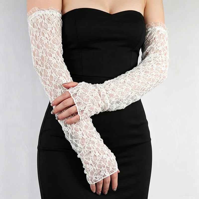 Fashion Long Lace Mesh Fingerless Gloves Scar-covering Lace Sun-proof Arm Sleeves for Women Lace False Sleeves
Fashion Long Lace Mesh Fingerless Gloves Scar-covering Lace Sun-proof Arm Sleeves for Women Lace False Sleeves