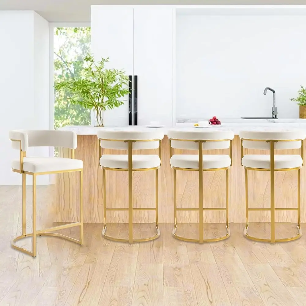 Set of 4 Kitchen Island Chairs, 26 High Back Stools with Cushions, Comfortable, Ivory
Set of 4 Kitchen Island Chairs, 26 High Back Stools with Cushions, Comfortable, Ivory
