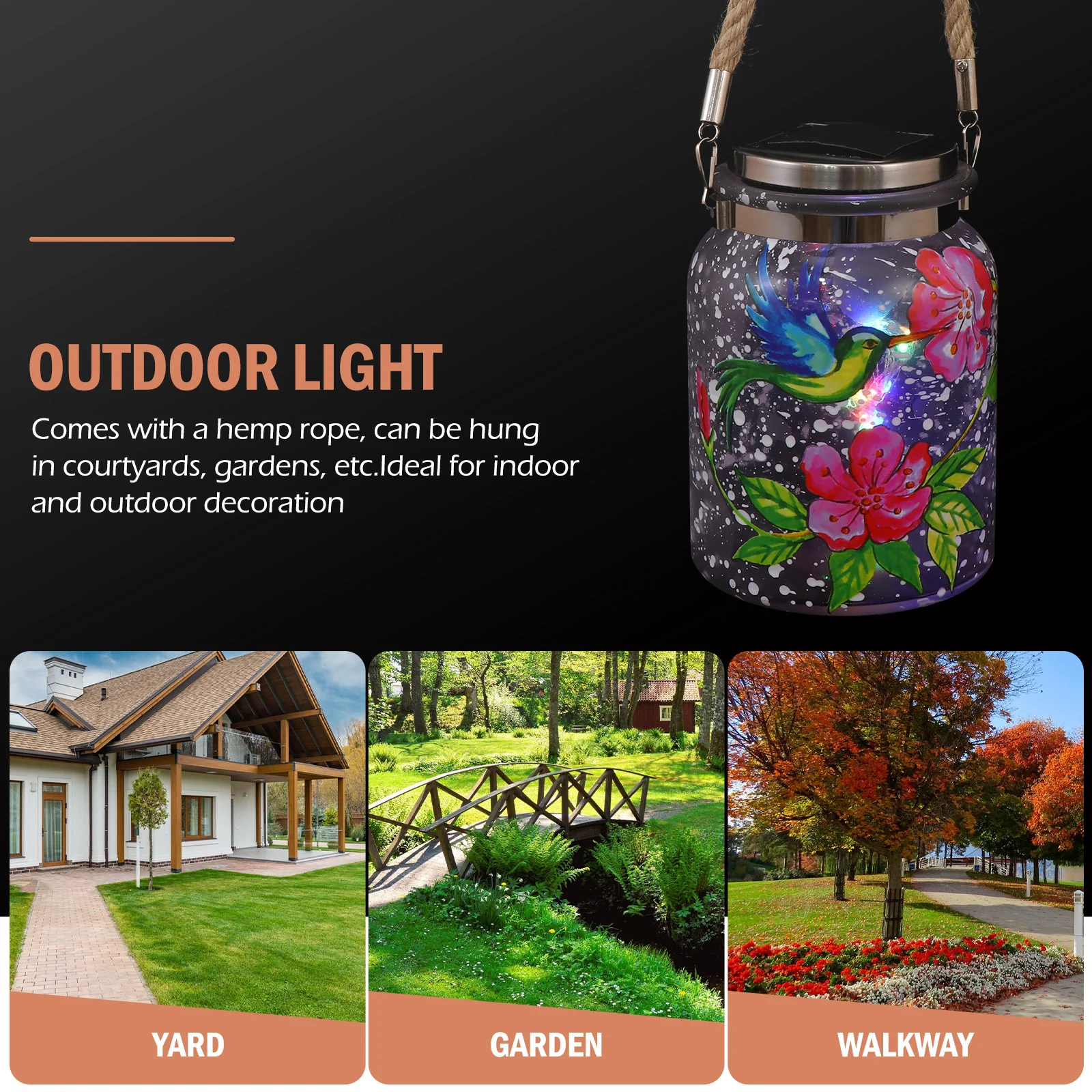 Solar Hummingbird Lights Glass Jar Hemp Rope Iron LED Solar powered Outdoor Garden Decoration Wedding Party Christmas Festival
Solar Hummingbird Lights Glass Jar Hemp Rope Iron LED Solar powered Outdoor Garden Decoration Wedding Party Christmas Festival