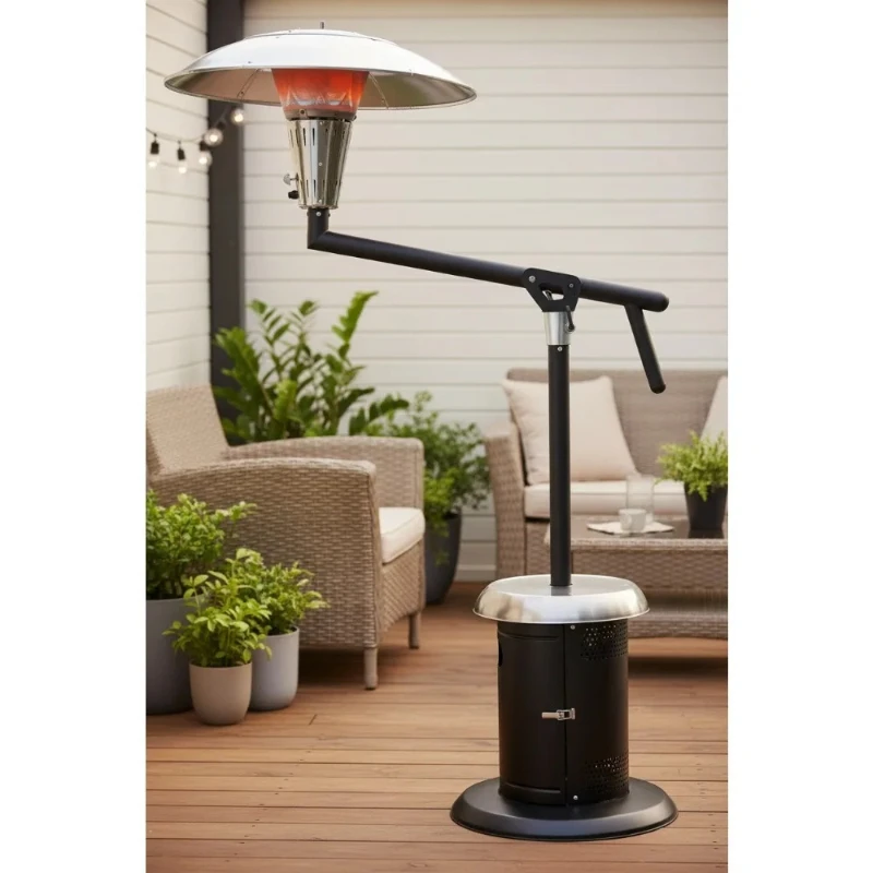 Stainless Steel Patio Heater with Swivel Arm, Drink Table, and Hidden Tank for Outdoor Comfort
Stainless Steel Patio Heater with Swivel Arm, Drink Table, and Hidden Tank for Outdoor Comfort