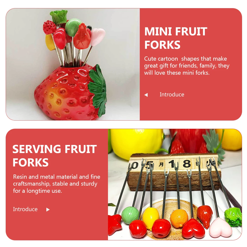 1 set 1 Set Fruit Forks Creative Appetizer Tasting Mini Dessert Cartoon Handle Resin Metal Lightweight Sturdy Cute Kitchen Tools 
1 set 1 Set Fruit Forks Creative Appetizer Tasting Mini Dessert Cartoon Handle Resin Metal Lightweight Sturdy Cute Kitchen Tools