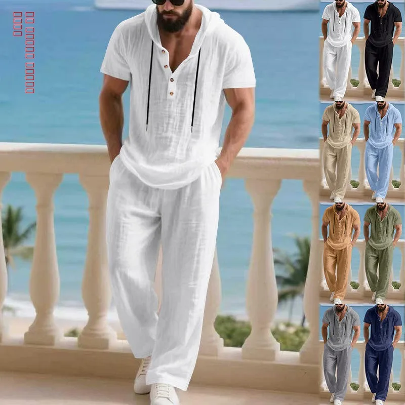 Men's Autumnal Linen Loose Fit Henry Shirt Short Sleeve Long Pants Set Casual American Style Simple Design Comfortable Wear
Men's Autumnal Linen Loose Fit Henry Shirt Short Sleeve Long Pants Set Casual American Style Simple Design Comfortable Wear