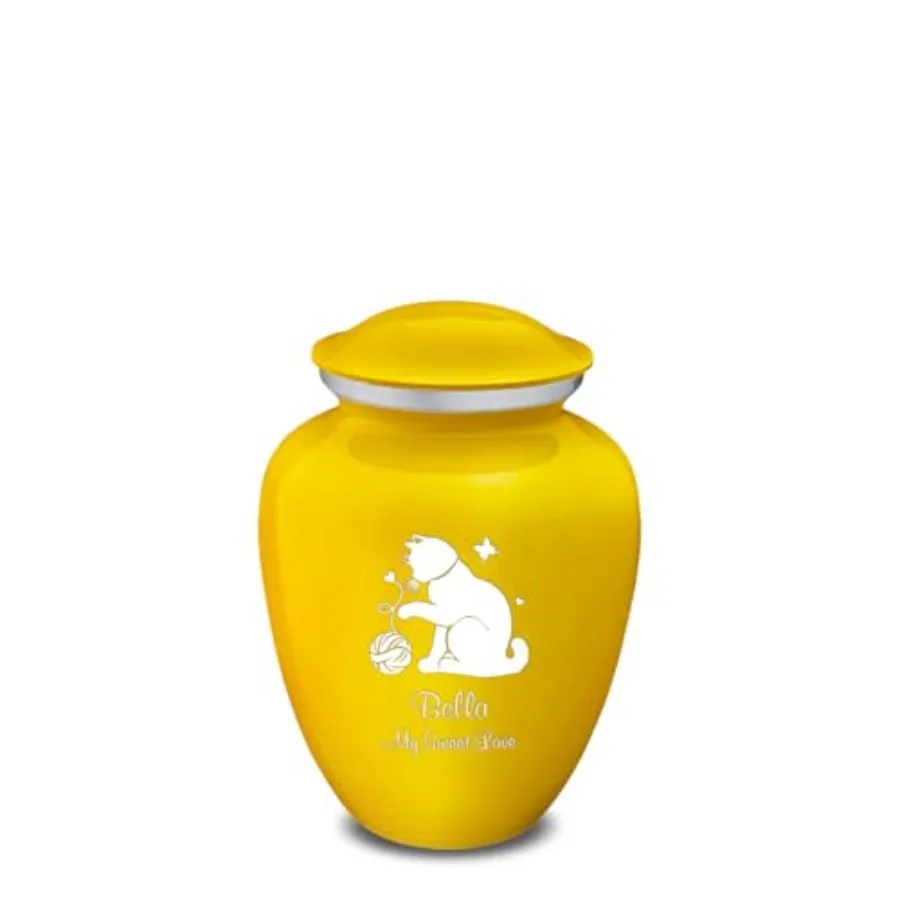 Personalized Fun Cat Urn for Small Pets, Yellow Ceramic Cremation Urn, Holds Up to 44 lbs
Personalized Fun Cat Urn for Small Pets, Yellow Ceramic Cremation Urn, Holds Up to 44 lbs