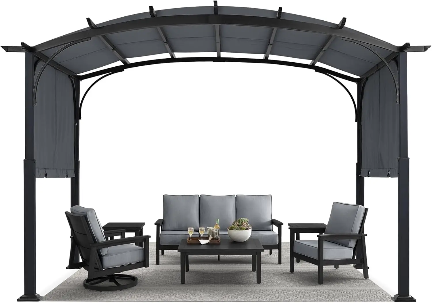 10x12ft Outdoor Retractable Pergola with Sun Shade Canopy Patio Metal Garden Pergola,Dark Grey
10x12ft Outdoor Retractable Pergola with Sun Shade Canopy Patio Metal Garden Pergola,Dark Grey