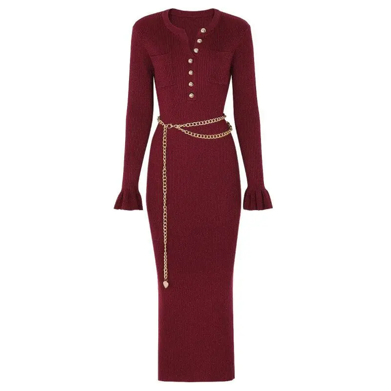 High-End Quality Fashionable Knitted V-Neck Slimming Belted Long Sleeve Dress Elegant Business Travel Women's Premium Dress
High-End Quality Fashionable Knitted V-Neck Slimming Belted Long Sleeve Dress Elegant Business Travel Women's Premium Dress