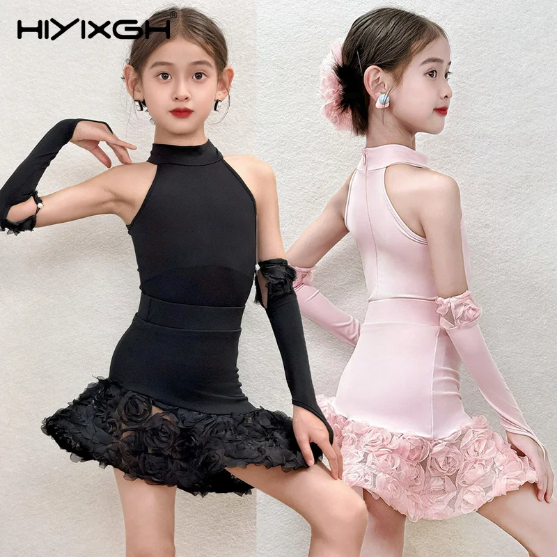 Kids Latin Dance Competition Clothing Girls Pink Black Floral Skirt ChaCha Dance Costumes Latin Practice Dress Suit
Kids Latin Dance Competition Clothing Girls Pink Black Floral Skirt ChaCha Dance Costumes Latin Practice Dress Suit