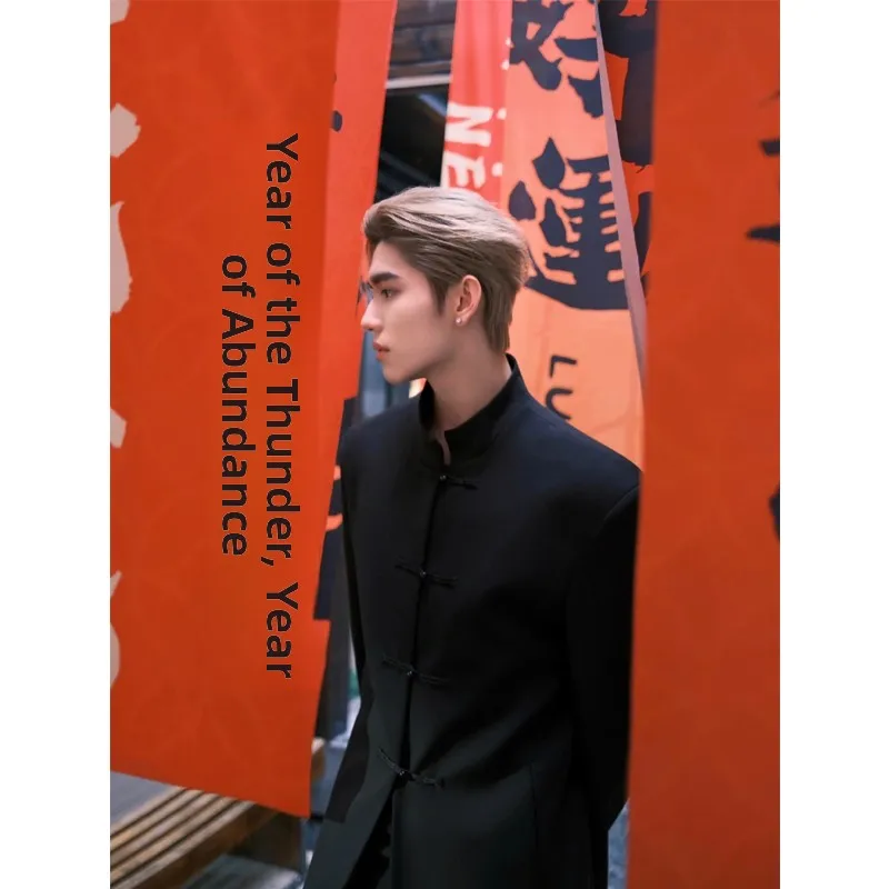 New Chinese Sle Men's Suit Jaet Spring Autumn Faion Brand Wind Button Stand Collar Jaet High Sensation oulder Pad W...
New Chinese Sle Men's Suit Jaet Spring Autumn Faion Brand Wind Button Stand Collar Jaet High Sensation oulder Pad W...