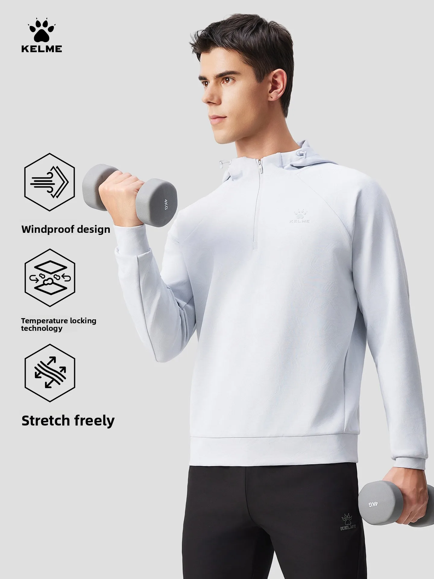 Kelme Men's Windproof Hooded Training Jacket Fall/winter Half-zip Running Jacket Sports Long-sleeve Pullover Sweatshirt
Kelme Men's Windproof Hooded Training Jacket Fall/winter Half-zip Running Jacket Sports Long-sleeve Pullover Sweatshirt