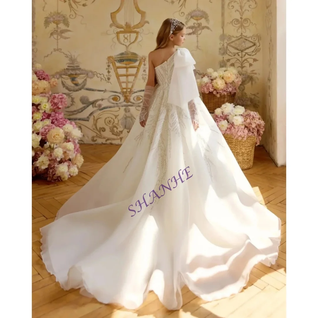 Exquisite Flower Girl Dresses One Shoulder Bow Beading Birthday Party Gowns A Line Banquet First Communion Gowns Customized
Exquisite Flower Girl Dresses One Shoulder Bow Beading Birthday Party Gowns A Line Banquet First Communion Gowns Customized