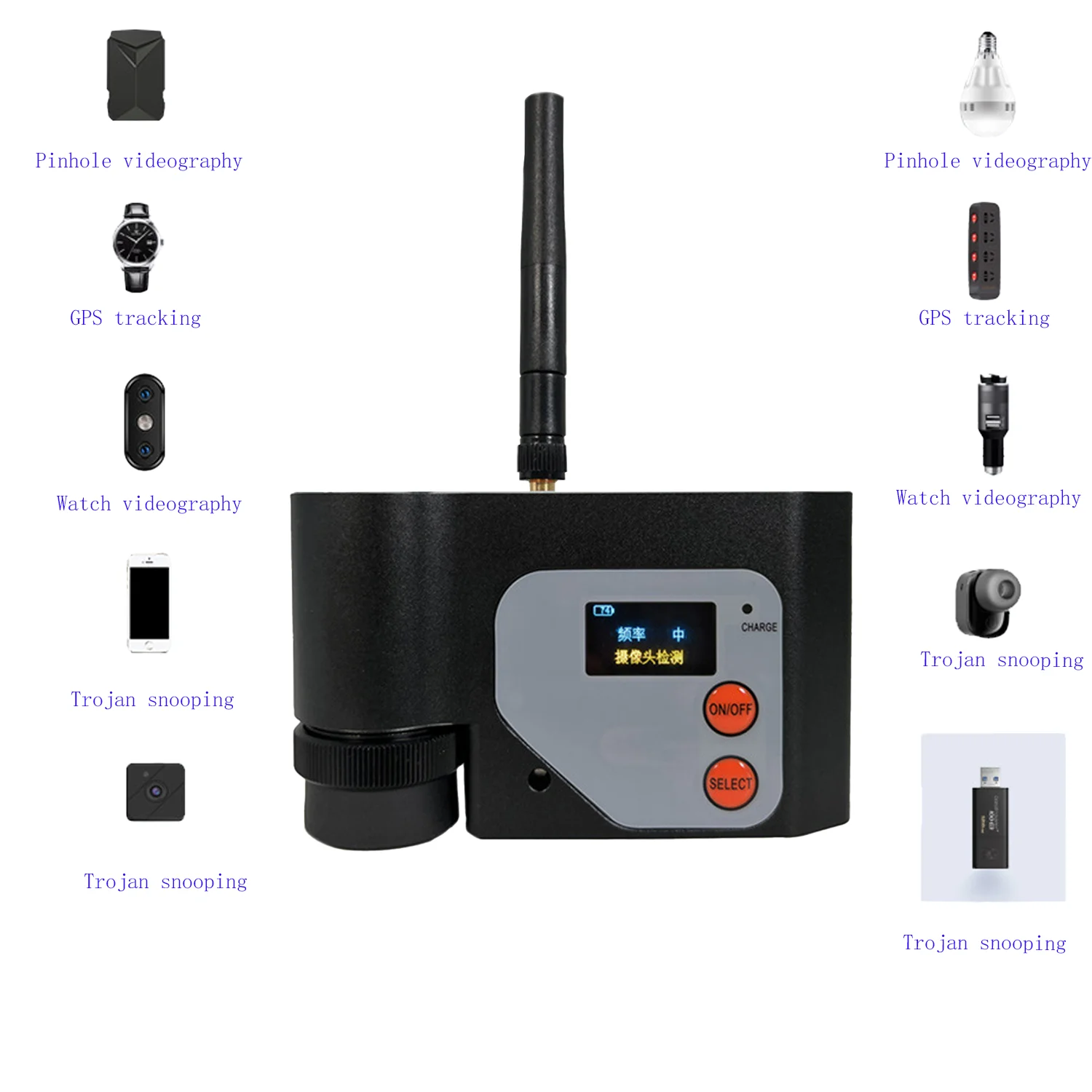 CS301 Prevent Stealth Shooting Camera Infrared Scanning Detector Multi Functional Anti Eavesdropping Wireless Signal Detector
CS301 Prevent Stealth Shooting Camera Infrared Scanning Detector Multi Functional Anti Eavesdropping Wireless Signal Detector