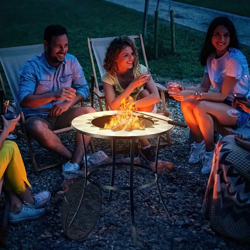 23.5 Inches Round Fire Pit Table with Mesh Cover and Fire Poker
23.5 Inches Round Fire Pit Table with Mesh Cover and Fire Poker