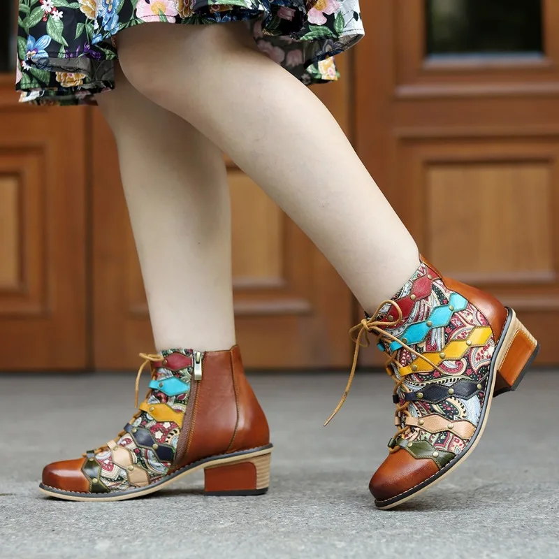 2025 Autumn Winter Shoes Genuine Leather Shoes Bohemian Multicolour Splicing Boots for Women 5.5CM Women Rivet Ankle Boots
2025 Autumn Winter Shoes Genuine Leather Shoes Bohemian Multicolour Splicing Boots for Women 5.5CM Women Rivet Ankle Boots