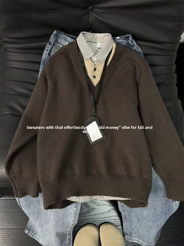Vintage Sle Fake Two-Piece Knitwear for Men And Women Winter Casual Outfit Couple's Jaet Retro Geometric Pattern Loose Fit
Vintage Sle Fake Two-Piece Knitwear for Men And Women Winter Casual Outfit Couple's Jaet Retro Geometric Pattern Loose Fit