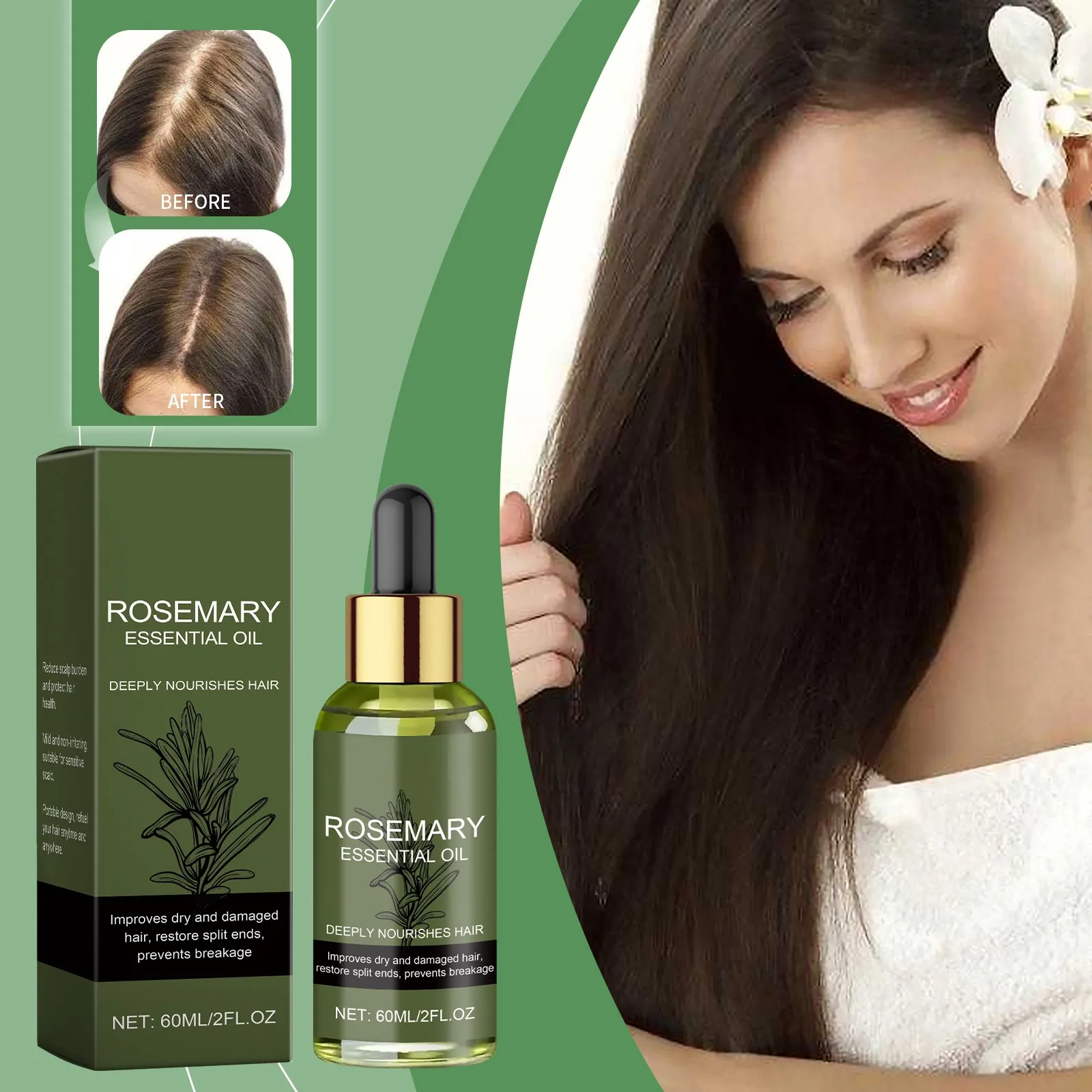 Rosemary Peppermint Hair Care Essential Oil Moisturizes Nourishes Healthy Hair Leaving Long-Lasting Fragrance Smooth Soft
Rosemary Peppermint Hair Care Essential Oil Moisturizes Nourishes Healthy Hair Leaving Long-Lasting Fragrance Smooth Soft