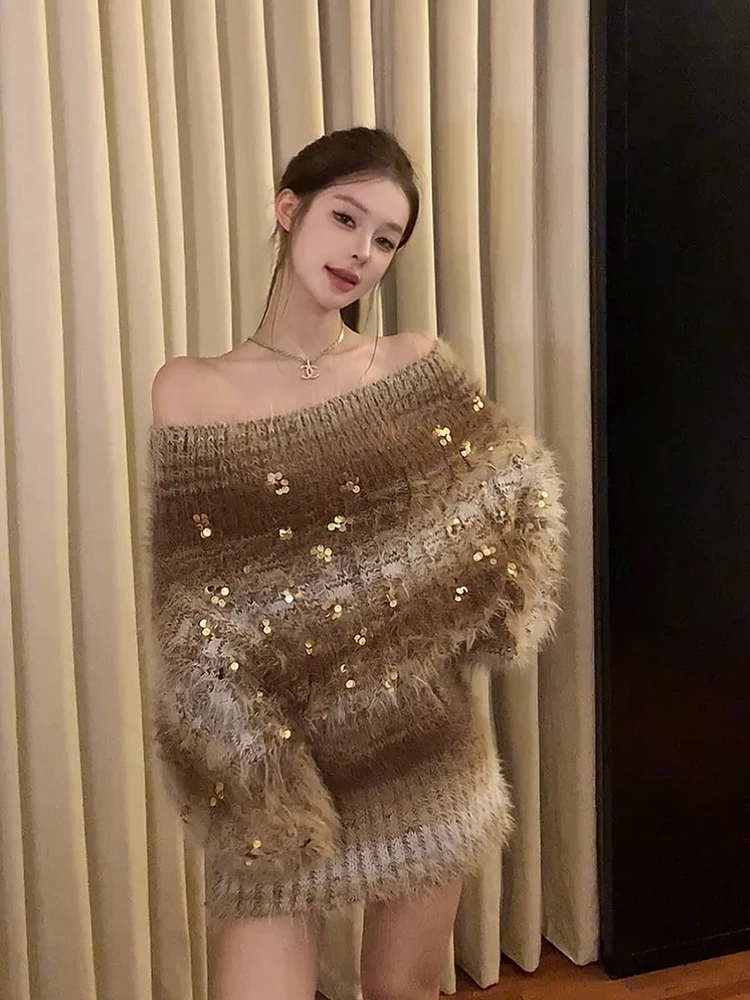Strive Umei Vintage Sequin Knitwear Shoulder Baring Dress for plus Size Women Spring Season Short Sleeve Long Dress
Strive Umei Vintage Sequin Knitwear Shoulder Baring Dress for plus Size Women Spring Season Short Sleeve Long Dress