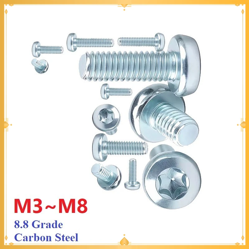 M3 M4 M5 M6 M8 8.8 Grade Carbon Steel Blue Zinc Plated Six-Lobe Torx Pan Round Head Screw Bolt
M3 M4 M5 M6 M8 8.8 Grade Carbon Steel Blue Zinc Plated Six-Lobe Torx Pan Round Head Screw Bolt