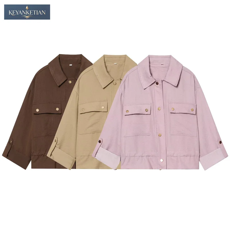 KEYANKETIAN 2026 New Products Preppy Minimalist Safari Style Jacket Oversized Fit 3/4 Sleeve with Roll-Up Cuffs Short Coat Top
KEYANKETIAN 2026 New Products Preppy Minimalist Safari Style Jacket Oversized Fit 3/4 Sleeve with Roll-Up Cuffs Short Coat Top