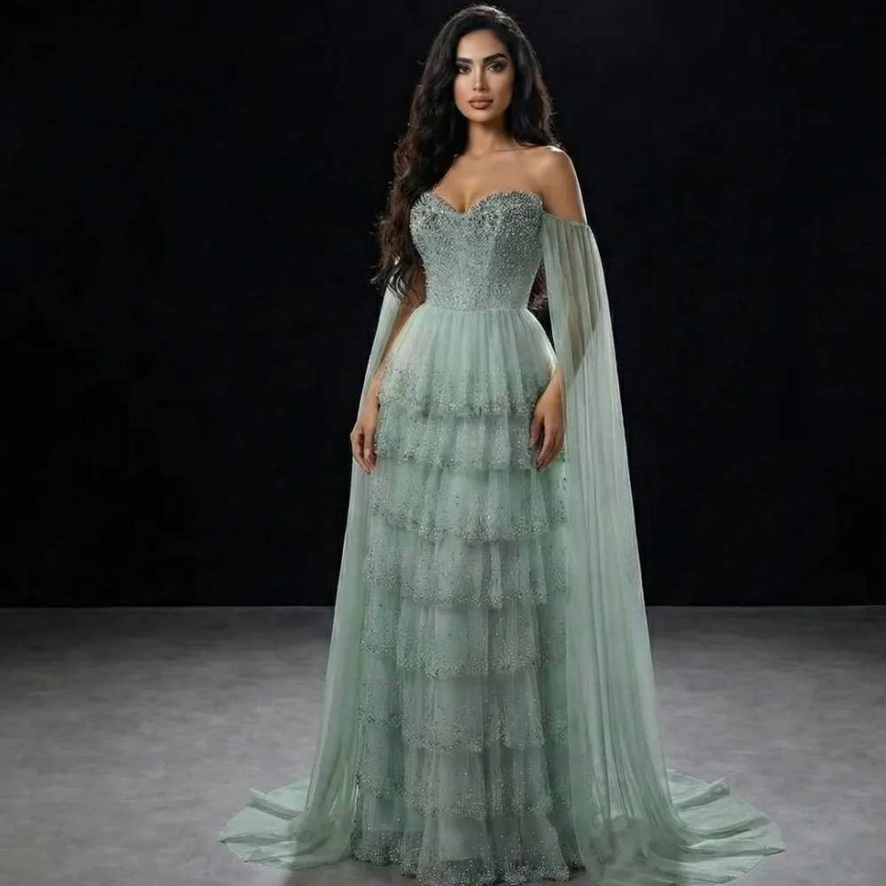 Customized Luxury Evening Dresses Sparkle Tulle Sequined Tiered A-line Prom Dresses Matching Sweetheart Floor-length Women Dress
Customized Luxury Evening Dresses Sparkle Tulle Sequined Tiered A-line Prom Dresses Matching Sweetheart Floor-length Women Dress
