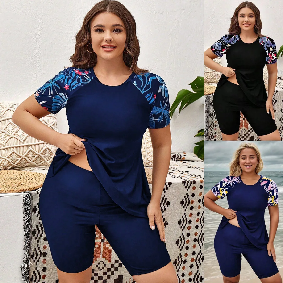 Plus Size 4XL Tankini Two-Piece Swimsuit High Waisted Short Sleeve Skirted Boyleg with Modest Design Women Swimwear Bathing Suit
Plus Size 4XL Tankini Two-Piece Swimsuit High Waisted Short Sleeve Skirted Boyleg with Modest Design Women Swimwear Bathing Suit