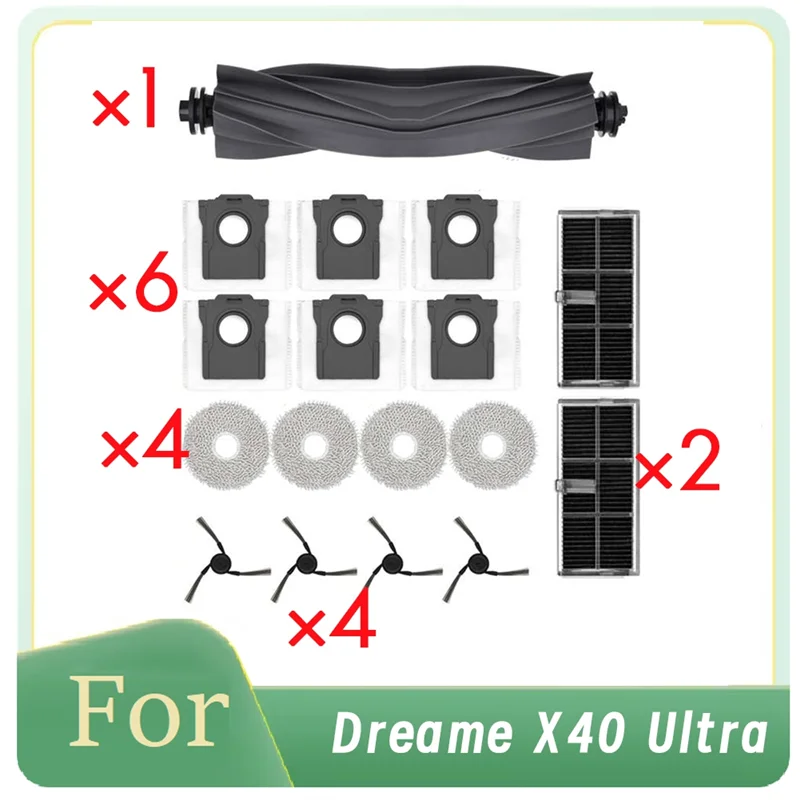 For Dreame X40 Ultra Robot Vacuum Cleaner Roller Side Brush HEPA Filter Mop Pad Dust Bag Essential Vacuum Accessories-A54Q
For Dreame X40 Ultra Robot Vacuum Cleaner Roller Side Brush HEPA Filter Mop Pad Dust Bag Essential Vacuum Accessories-A54Q
