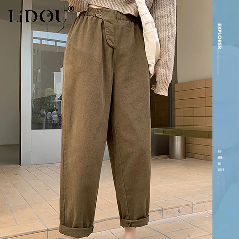 2023 Spring Autumn New Solid Color Fashion High Waist Haren Pants Women Casual Loose Cotton Vintage Elegant Chic Straight Pants
2023 Spring Autumn New Solid Color Fashion High Waist Haren Pants Women Casual Loose Cotton Vintage Elegant Chic Straight Pants