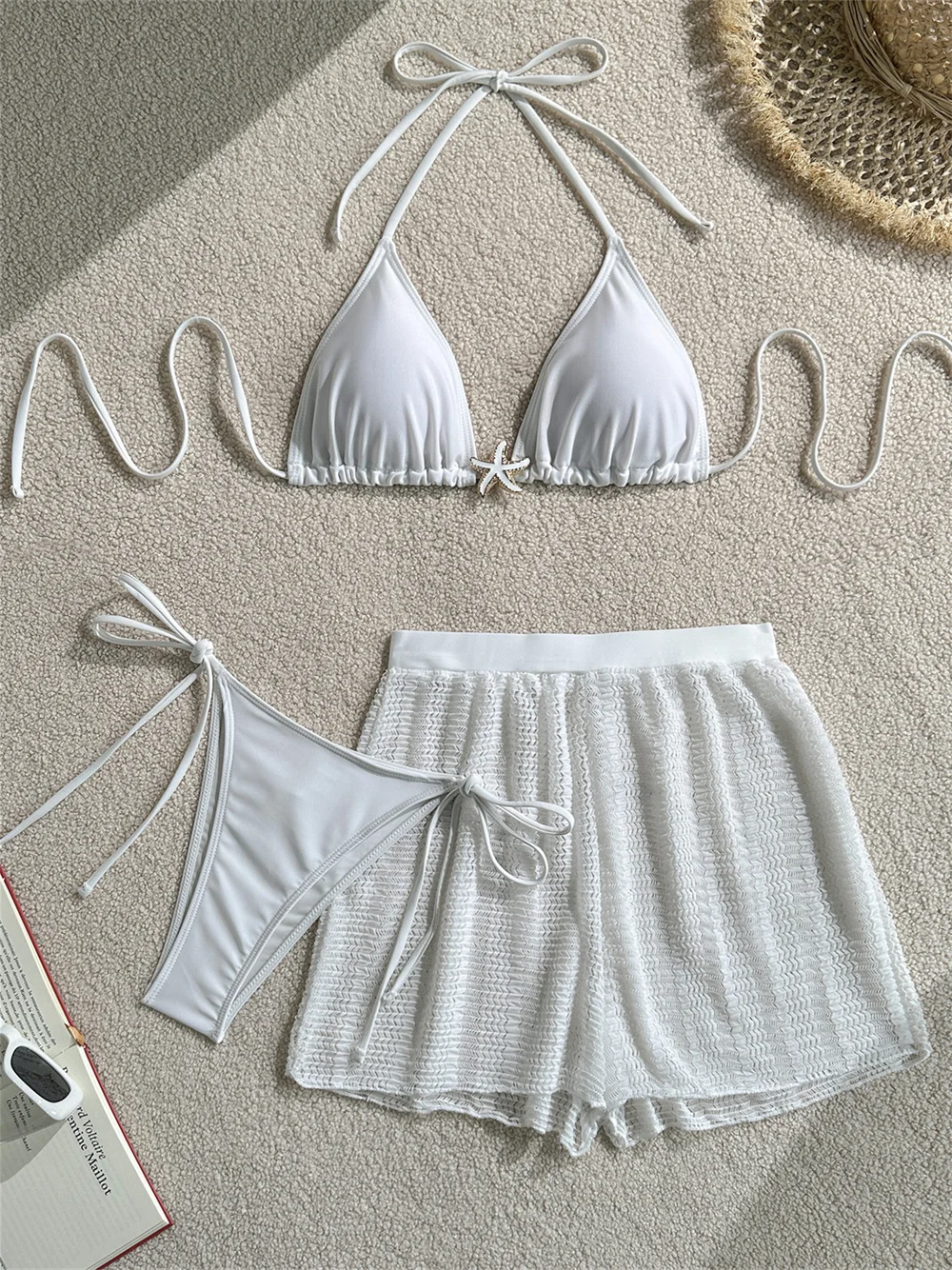 Sexy Mesh Shorts Bikini 3 Piece White Beach Bikinis Sets Swimsuit Women Micro String Swimwear Vacation Outfit Backless Bath Suit
Sexy Mesh Shorts Bikini 3 Piece White Beach Bikinis Sets Swimsuit Women Micro String Swimwear Vacation Outfit Backless Bath Suit