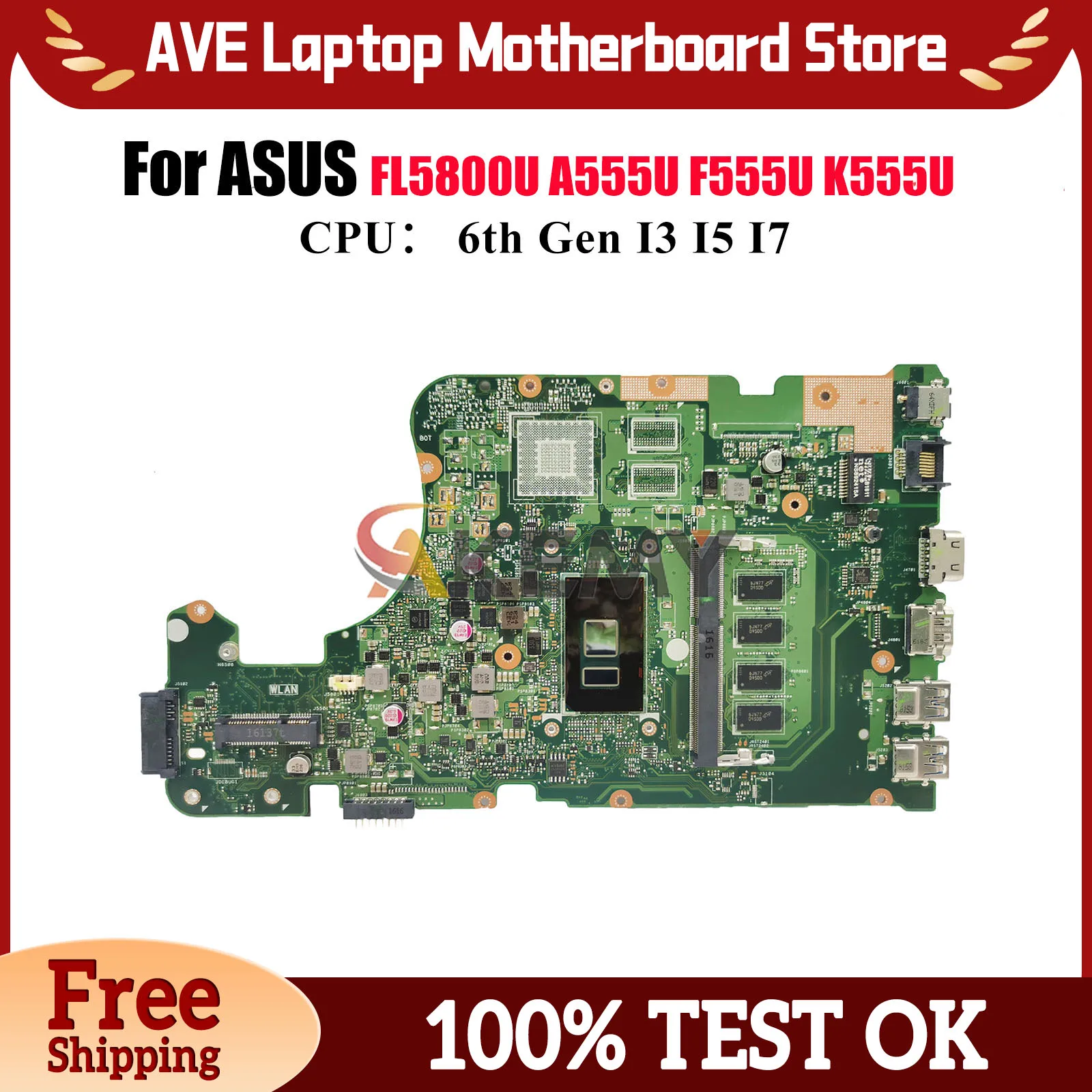 Материнская плата X555UA для ноутбука ASUS X555UB X555UQ K555U X555UF X555UA F555U X555U X555UJ A555U FL5800U, материнская плата с процессором I3 I5 I7
Материнская плата X555UA для ноутбука ASUS X555UB X555UQ K555U X555UF X555UA F555U X555U X555UJ A555U FL5800U, материнская плата с процессором I3 I5 I7