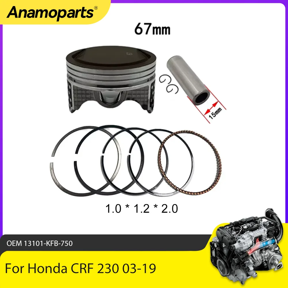 Motorcycle Engine Parts High quality piston Rebuild kit For 2003-2019 Honda CRF230F 13101-KFB-750 1.0 * 1.2 * 2.0 ring
Motorcycle Engine Parts High quality piston Rebuild kit For 2003-2019 Honda CRF230F 13101-KFB-750 1.0 * 1.2 * 2.0 ring