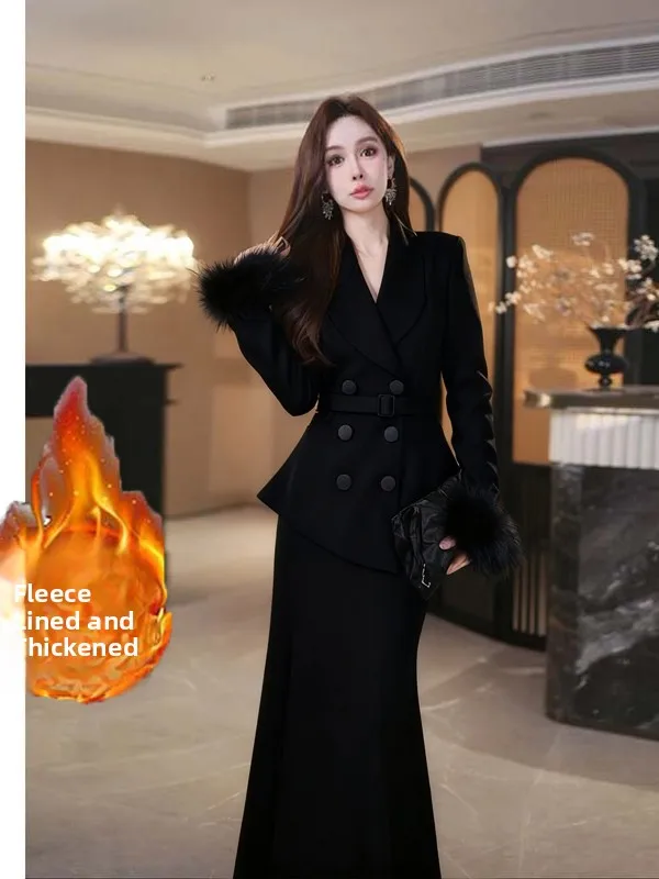 Fall 2026 Thickened Fleece Business Women's Suit Jacket And Skirt Set Elegant High Waist Two-Piece Polyester Fiber Long ...
Fall 2026 Thickened Fleece Business Women's Suit Jacket And Skirt Set Elegant High Waist Two-Piece Polyester Fiber Long ...