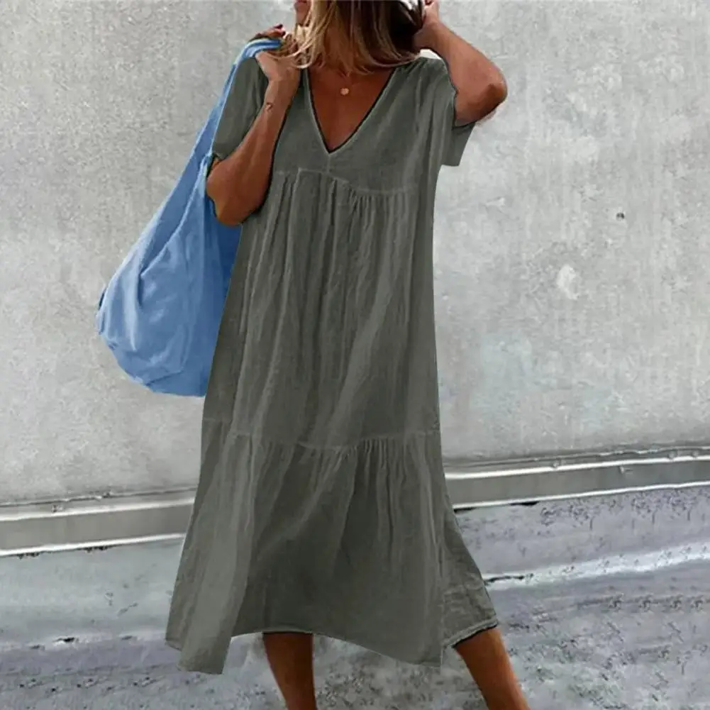 V-neck Pleated Dress Chic A-line V Neck Summer Dress Pleated Patchwork Mid-calf Length Wear for Ladies Mid-length Women Dress
V-neck Pleated Dress Chic A-line V Neck Summer Dress Pleated Patchwork Mid-calf Length Wear for Ladies Mid-length Women Dress