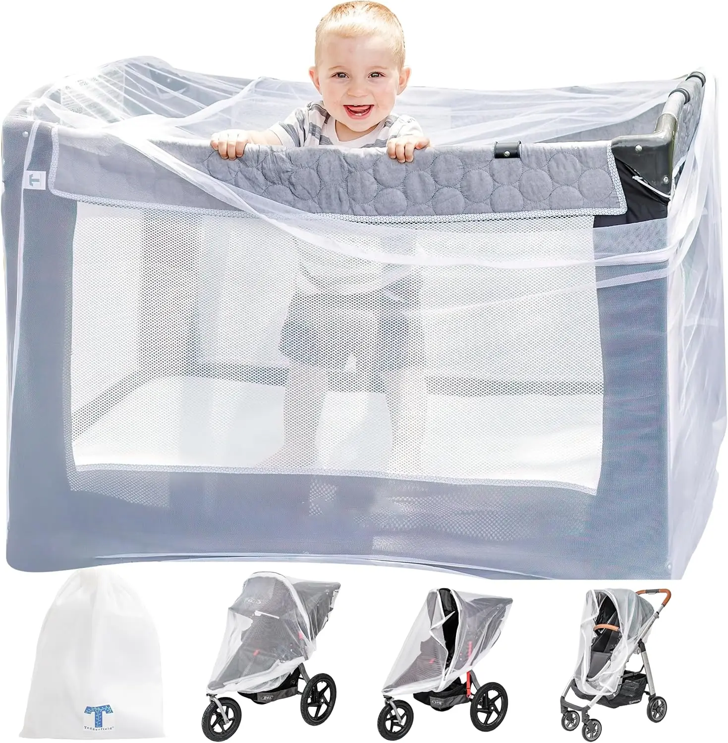 Premium Mosquito Net Cover with Zippers for Strollers, Playpens, Bassinets - Portable & Snug Fit for Baby
Premium Mosquito Net Cover with Zippers for Strollers, Playpens, Bassinets - Portable & Snug Fit for Baby