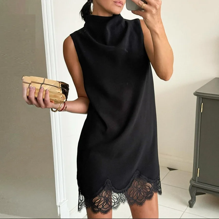 【New style】Autumn and winter new lace sleeveless high-end dress women's skirt fashionable temperament straight-shaped skirt.
【New style】Autumn and winter new lace sleeveless high-end dress women's skirt fashionable temperament straight-shaped skirt.