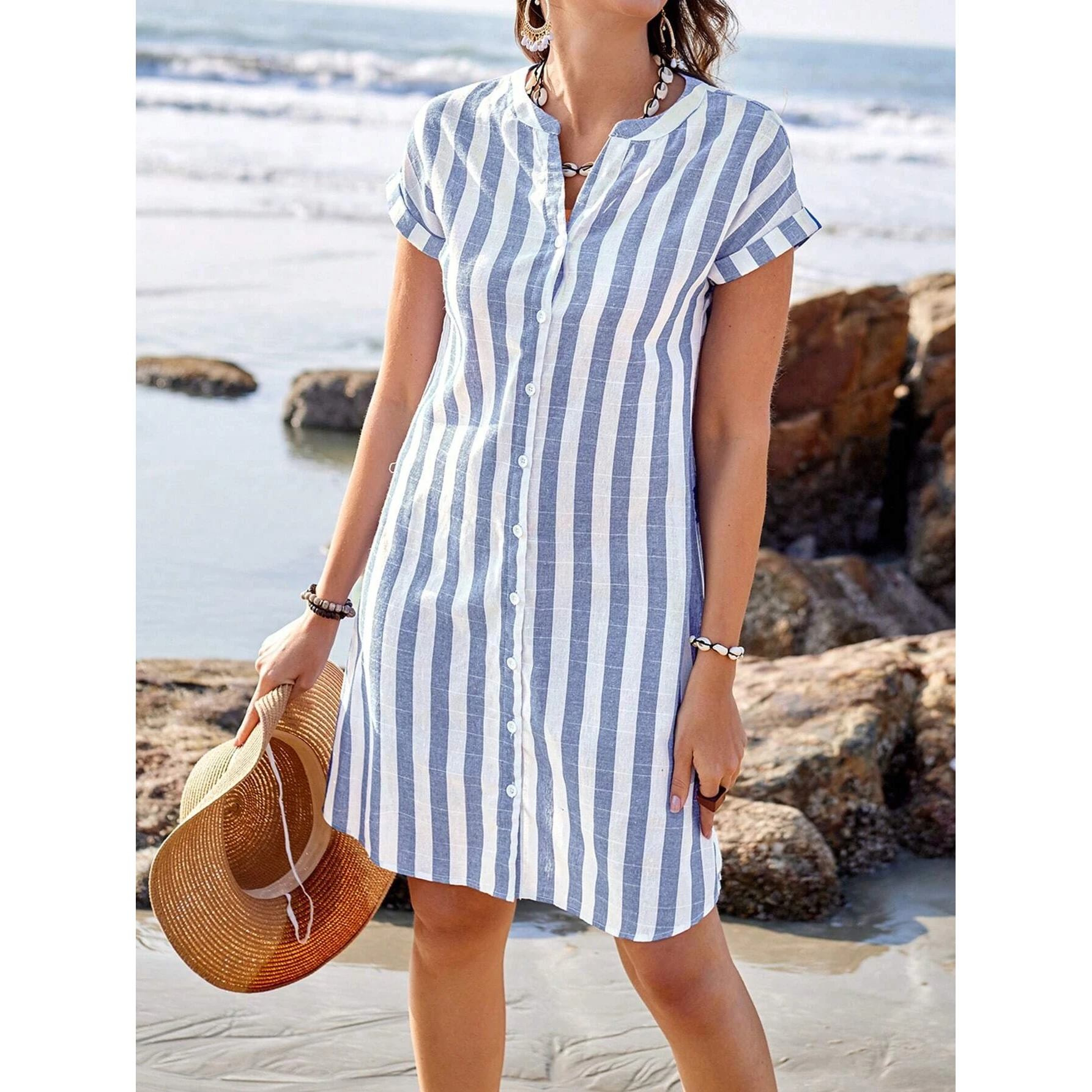 Summer Fashion Loose Casual Striped Shirt Women's Top High Waist Five-Quarter Cotton Hanmasha Blend Comfortable Breathable
Summer Fashion Loose Casual Striped Shirt Women's Top High Waist Five-Quarter Cotton Hanmasha Blend Comfortable Breathable