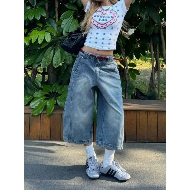 Retro American Washed Denim Wide Leg Jeans High Waist Slim Design Loose Straight Cut Seven-Foot Women's Street Style Pants
Retro American Washed Denim Wide Leg Jeans High Waist Slim Design Loose Straight Cut Seven-Foot Women's Street Style Pants