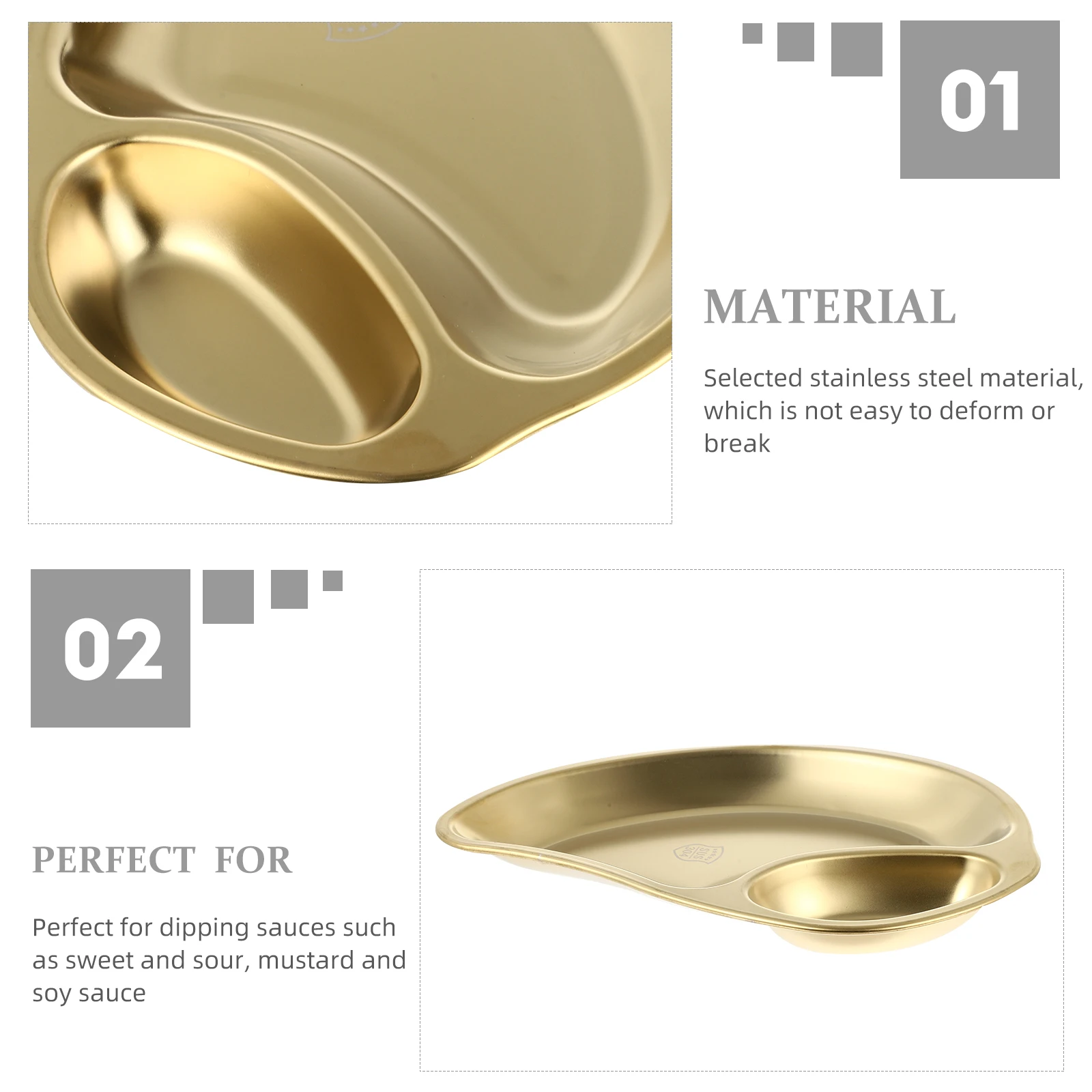 Stainless Steel Plate Double Compartment Dish For Snacks Desserts Dipping Sauce Mango Shape Appetizer Serving Plate Kitchen
Stainless Steel Plate Double Compartment Dish For Snacks Desserts Dipping Sauce Mango Shape Appetizer Serving Plate Kitchen