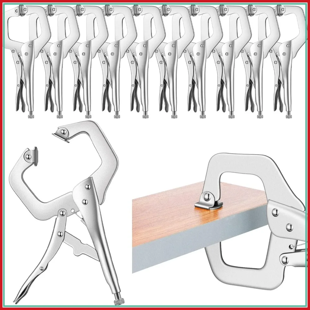 10 Pcs Locking C Clamp, Adjustable Welding Pliers with Regular Tip & Swivel Pad for Workshop, Woodworking, Auto Repair (11 Inch)
10 Pcs Locking C Clamp, Adjustable Welding Pliers with Regular Tip & Swivel Pad for Workshop, Woodworking, Auto Repair (11 Inch)