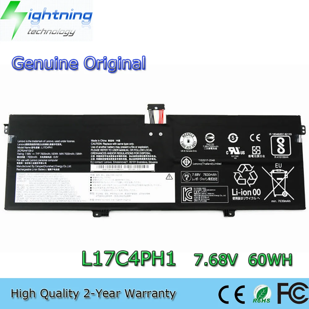 Новый оригинальный аккумулятор для ноутбука L17C4PH1 7,68 В 60 Втч для Lenovo YOGA C930-13IKB 81C4 7 Pro-13IKB L17M4PH1 2ICP5/44/129-2
Новый оригинальный аккумулятор для ноутбука L17C4PH1 7,68 В 60 Втч для Lenovo YOGA C930-13IKB 81C4 7 Pro-13IKB L17M4PH1 2ICP5/44/129-2