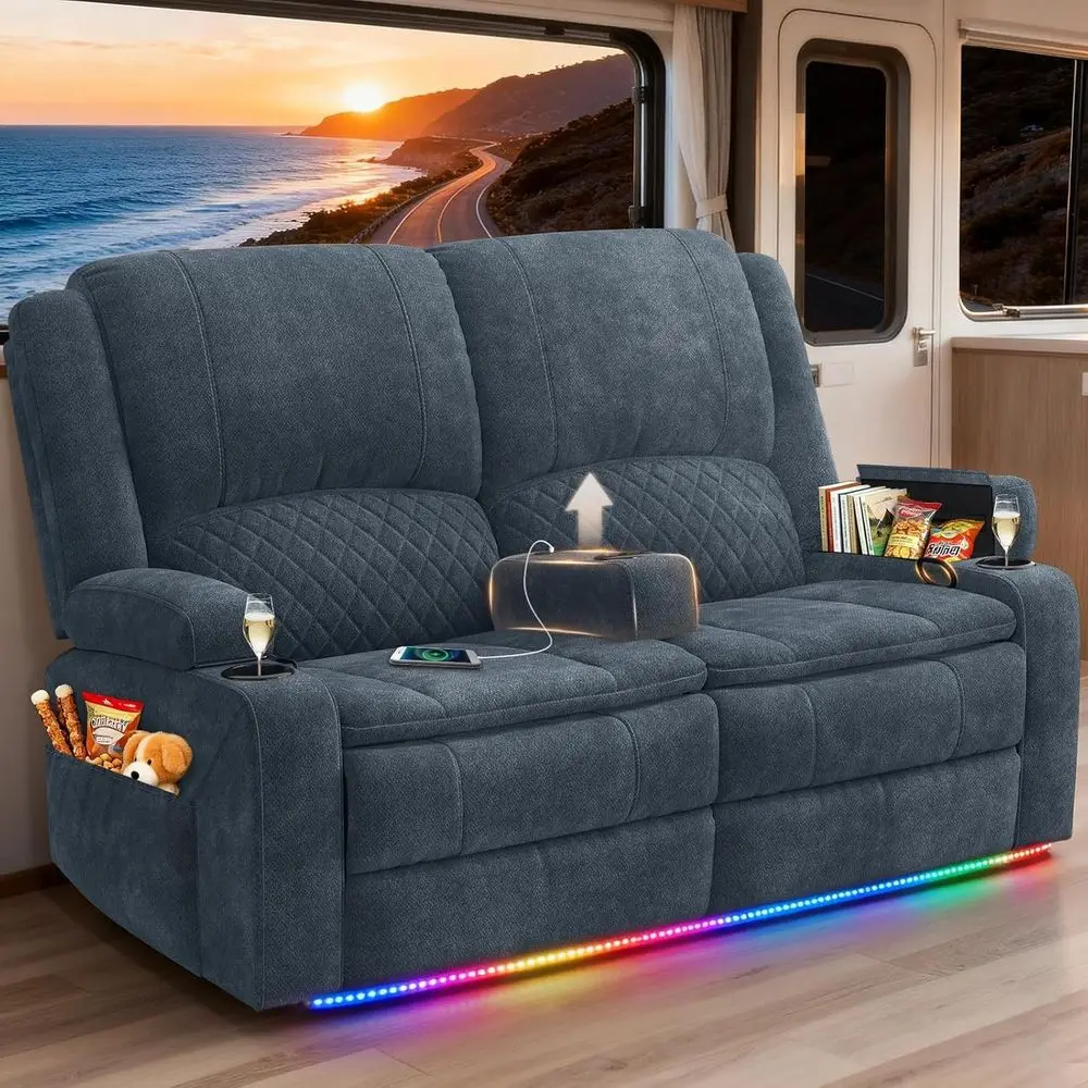 3X Adjustable Reclining Loveseat with Removable Armrest, USB Ports, Cup Holders, Multi-Storage (Fabric, Blue)
3X Adjustable Reclining Loveseat with Removable Armrest, USB Ports, Cup Holders, Multi-Storage (Fabric, Blue)