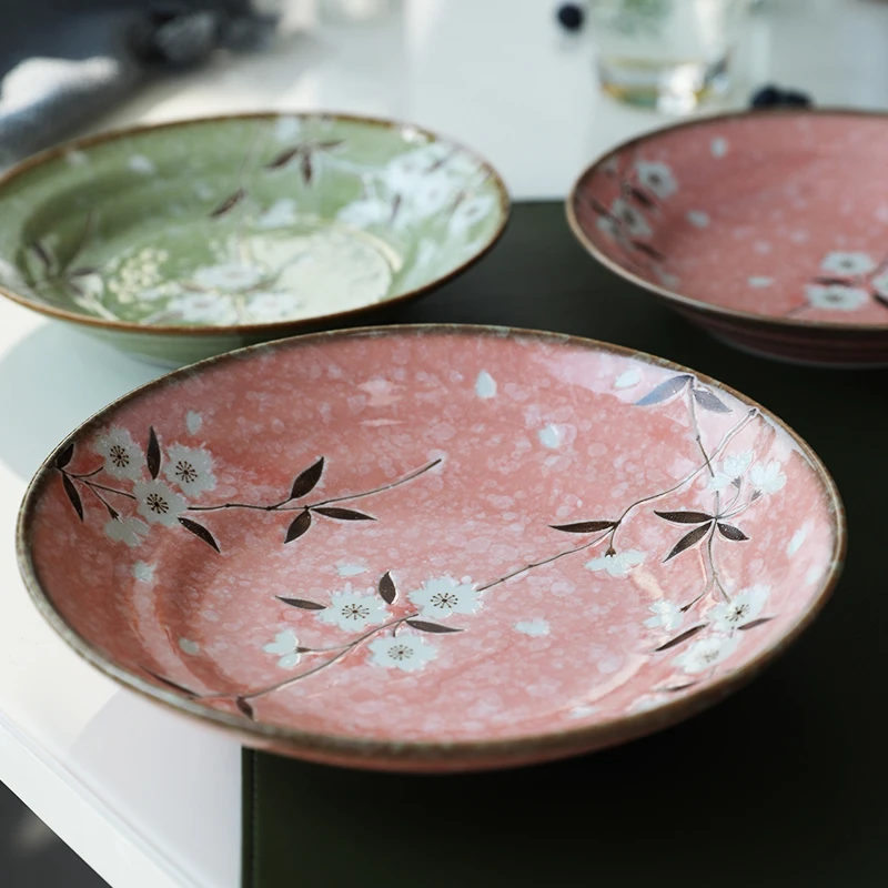 Pink Sakura Ceramic Dinnerware Personalized round Plate Soup Bowl Japanese Style Floral Pattern Adult Use Retro Crafted Dishware
Pink Sakura Ceramic Dinnerware Personalized round Plate Soup Bowl Japanese Style Floral Pattern Adult Use Retro Crafted Dishware